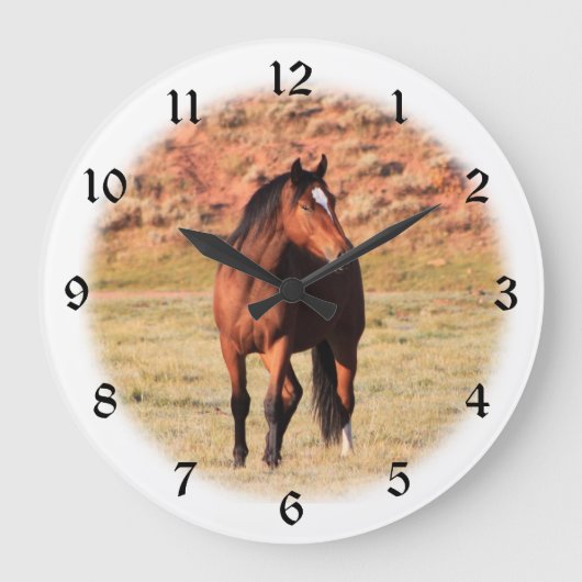 Colorado Wild Horse Vignette Große Wanduhr (Vorderseite)