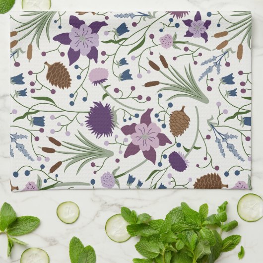 Colorado Wilde Blume, Kolumbien, Pinecones Geschirrtuch (Gefaltet)