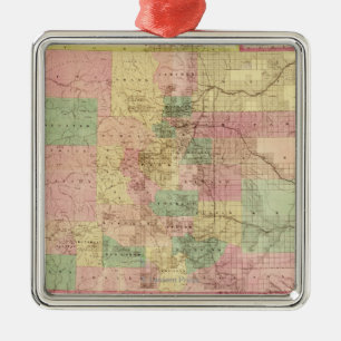 ColoradoPanoramic MapColorado Silbernes Ornament