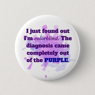 Colorblind Funny Joke Lila Blue Button