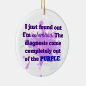 Colorblind Funny Joke Lila Blue Keramik Ornament (Rechts)