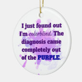 Colorblind Funny Joke Lila Blue Keramik Ornament (Links)