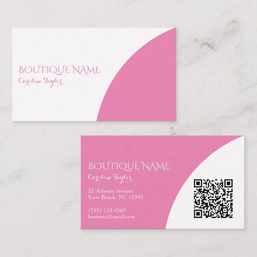 Colorblock-Boutique Rosa QR-Code-Visitenkarte Begleitkarte (Vorne/Hinten)