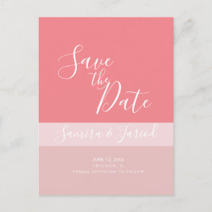 Colorblock Dreifarbton Rosa  Save the Dates   Postkarte