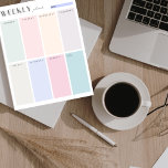 Colorblock Weekly Planner Notizblock<br><div class="desc">Benutzen Sie dieses zerreißende Notizblock,  um alle Dinge,  die Sie erledigen müssen,  herunterzuschrauben. Dieser wöchentliche Farbblock-Planer und eine Liste mit einfachen Farben,  die Ihnen helfen,  Ihre Tage zu blockieren und für jeden Wochentag eine Übersicht über Ihre zu erledigenden Aufgaben behalten.</div>