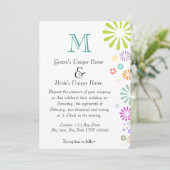 Colorbursts Monogram Wedding Einladung (Stehend Vorderseite)