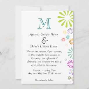 Colorbursts Monogram Wedding Einladung