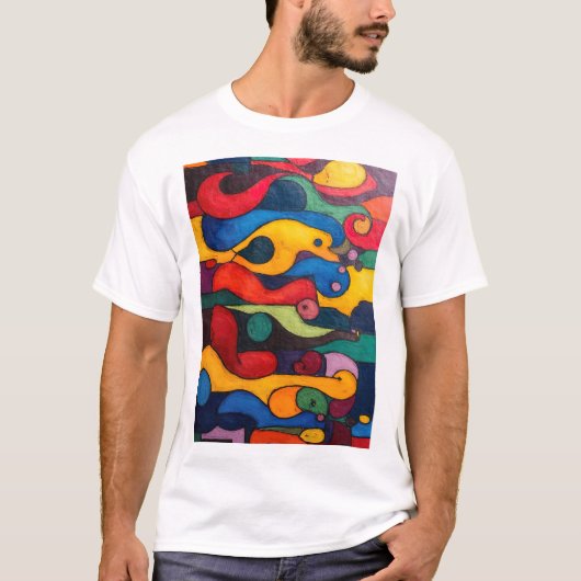 Colorcube 2 Farbiger Kubismus T-Shirt (Vorderseite)