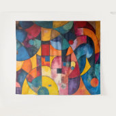Colorcube 3 Farbiges Cubism Tapestory Wandteppich (Vorderseite (Horizontal))