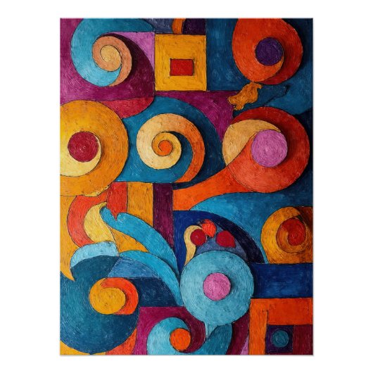Colorcube 4 farbenfrohe kubistische Poster (Vorderseite)
