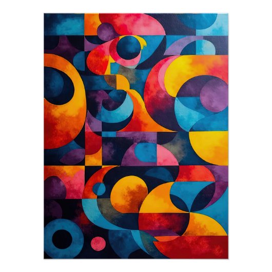 Colorcube 6 Farbiges Kubismus-Poster Poster (Vorderseite)