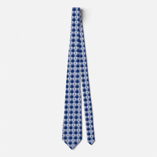 Colorectal Cancer Awareness Plaid Dark Blue Ribbon Krawatte (Vorderseite)