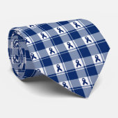 Colorectal Cancer Awareness Plaid Dark Blue Ribbon Krawatte (Gerollt)