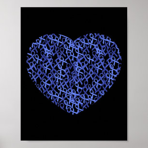 Colorectal Colon Cancer Awareness Blue Ribbon Poster