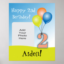 Colored Balloons Child's 2. Geburtstag Foto Poster