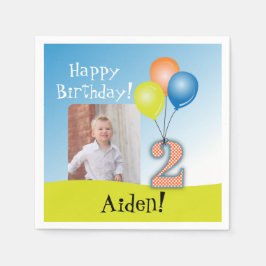 Colored Balloons Child's 2. Geburtstag Foto Serviette