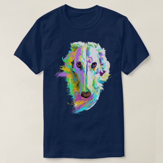 Colored Borzoi Dog  T-Shirt (Design vorne)