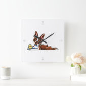 Colored Boston Terrier Quadratische Wanduhr (Zuhause)