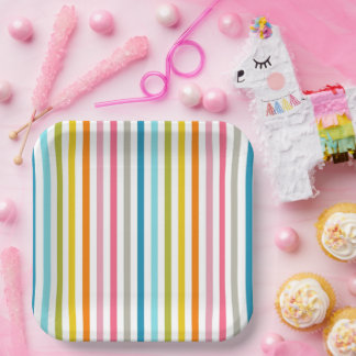 Colored Candy Stripes Pappteller