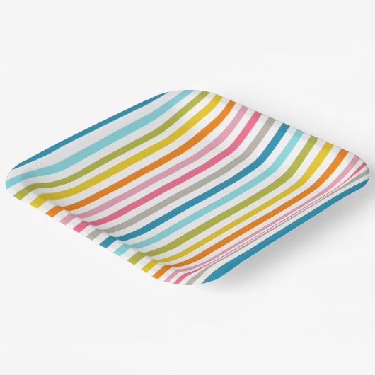 Colored Candy Stripes Pappteller (Gewinkelt)