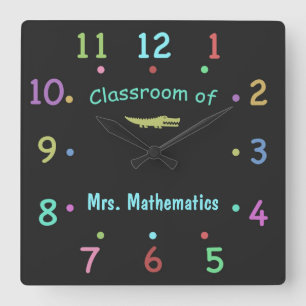 Colored Chalk Custom Teacher Clock Quadratische Wanduhr