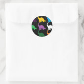 Colored Dinos Runder Aufkleber (Tasche)