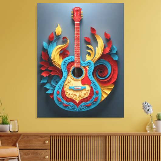 Colored Fantasy Guitar Leinwanddruck (Insitu (Wohnzimmer))