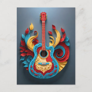 Colored Fantasy Guitar Postkarte