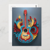Colored Fantasy Guitar Postkarte (Vorne/Hinten)