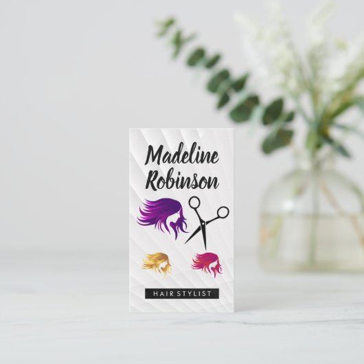 Colored Hair | Salonschere | Schönheit Terminkarte (Stehend Vorderseite)
