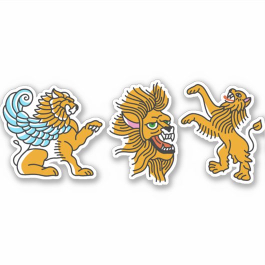 Colored lion tattoo set aufkleber (Vorderseite)