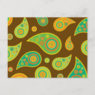 Colored Paisley Pattern Postkarte