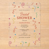 Colored Party Confetti Bridal Shower Acryleinladungen (Vorderseite)