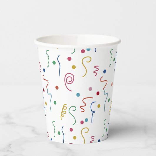 Colored Party Confetti Pattern Pappbecher (Links)