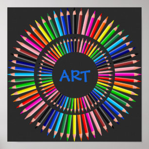 Colored Pencils Circle, Art Teacher, Künstler Poster