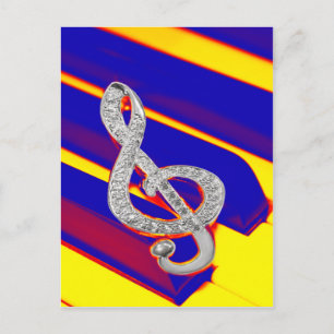 Colored Piano gclef Postkarte