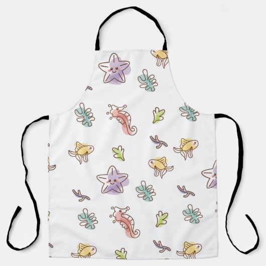 Colored sealife pattern with seastars and fishes v schürze (Vorderseite)