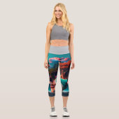 Colored Skull Head Capri Leggings (Vorderseite)