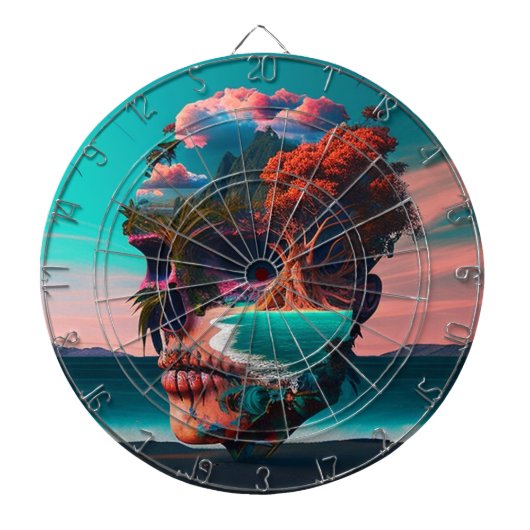 Colored skull head dartscheibe (vorne)