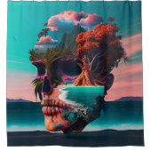 Colored skull head duschvorhang (Vorderseite)