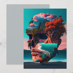 Colored Skull Head Feiertagskarte