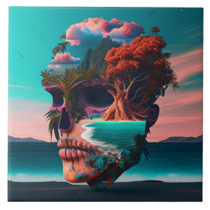 Colored Skull Head Fliese