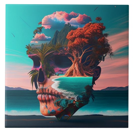 Colored Skull Head Fliese (Vorderseite)