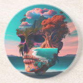 Colored Skull Head Getränkeuntersetzer (Vorne)