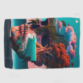 Colored skull head golfhandtuch (Horizontal)