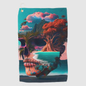 Colored skull head golfhandtuch (Vorderseite)