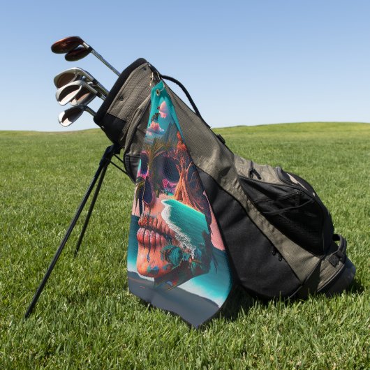 Colored skull head golfhandtuch (Gras)