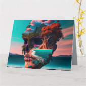 Colored Skull Head Karte (Gelbe Blume)