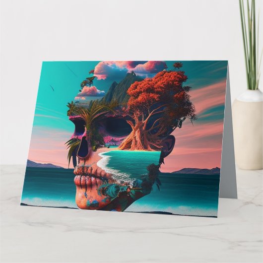 Colored Skull Head Karte (Vorderseite)