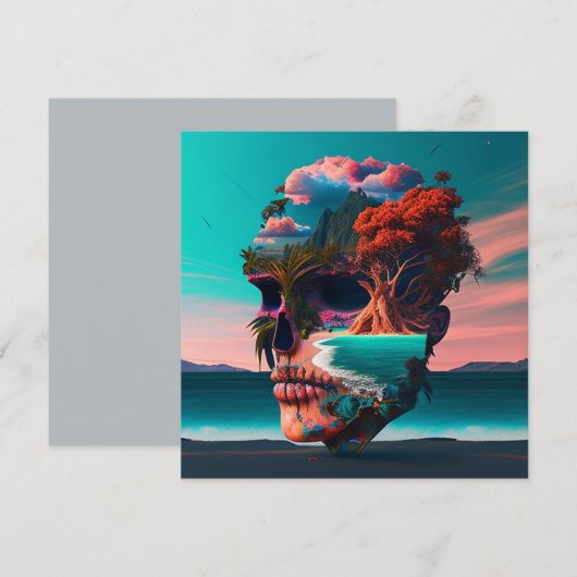 Colored Skull Head Karte (Vorne/Hinten)